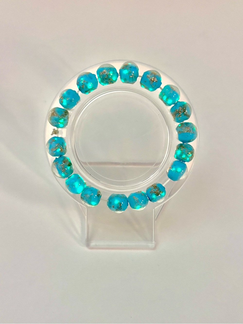 Light Blue Firefly Glass Beaded Stretch Bracelet